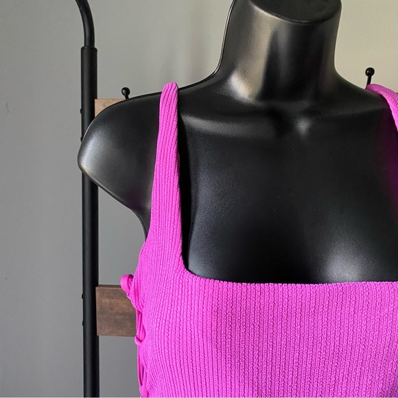 SANCTUARY women’s Sandbar Solids Lace-Up One-Piece Swimsuit in amethyst size L - Picture 7 of 8